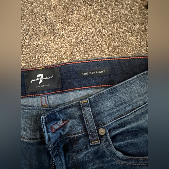 7 for all mankind AIRWEFT DENIM THE STRAIGHT jeans size 31 medium stretch - Picture 9 of 15